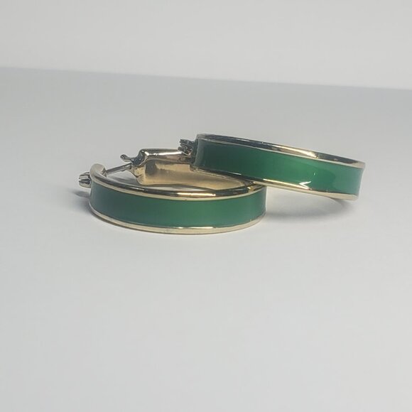 Green Enamel Earrings - Picture 2 of 6